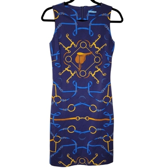 J. McLaughlin Sophia Sheath Dress Equestrian Horsebit Catalina Cloth Sleeveless - Picture 2 of 8